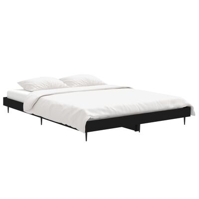 vidaXL Cadre de lit sans matelas noir 135x190 cm bois d'ingénierie