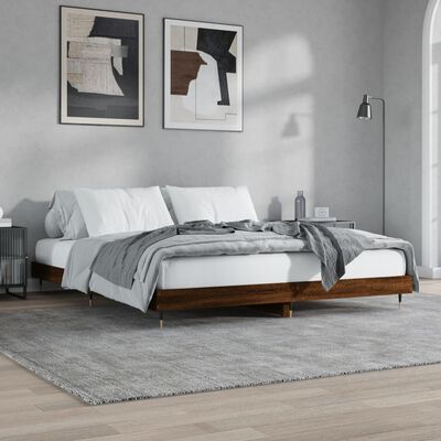 vidaXL Cadre de lit chêne marron 180x200 cm bois d'ingénierie