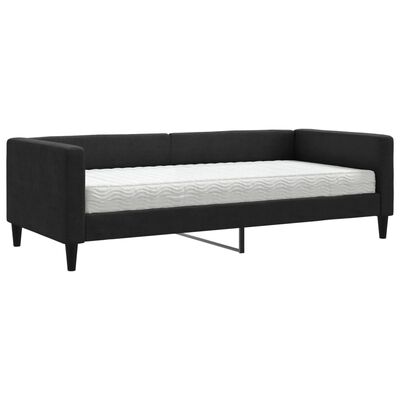 vidaXL Lit de jour avec matelas noir 90x200 cm tissu