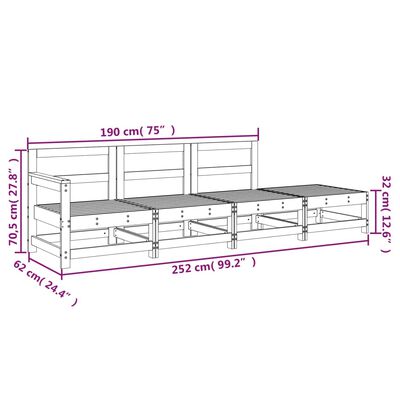 vidaXL Salon de jardin 4 pcs bois massif de pin