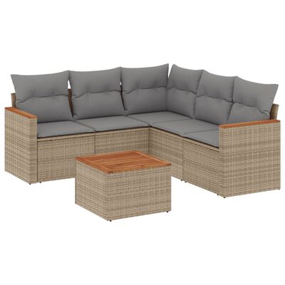 vidaXL Salon de jardin avec coussins 6pcs mélange beige résine tressée