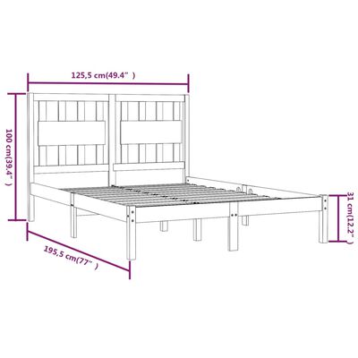 vidaXL Cadre de lit bois de pin massif 120x190 cm petit double