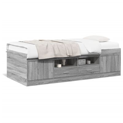 vidaXL Lit de jour avec tiroirs sans matelas sonoma gris 75x190 cm