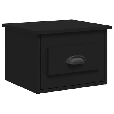 vidaXL Table de chevet murale noir 41,5x36x28 cm