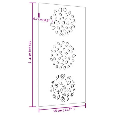 vidaXL Décoration murale jardin 105x55 cm acier corten design feuille