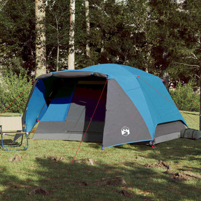 vidaXL Tente de camping avec porche 4 personnes bleu imperméable