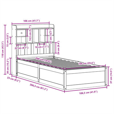 vidaXL Cadre de lit sans matelas blanc 100x200 cm bois de pin massif