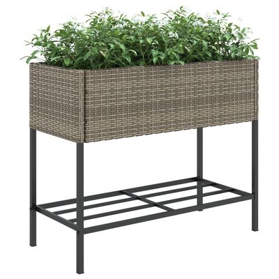 vidaXL Jardinières avec étagère 2 pcs gris 90x40x75 cm résine tressée