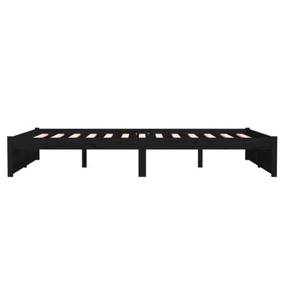 vidaXL Cadre de lit sans matelas noir bois massif 140x190 cm