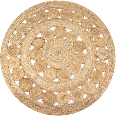 vidaXL Tapis Jute design tressé 120 cm Rond