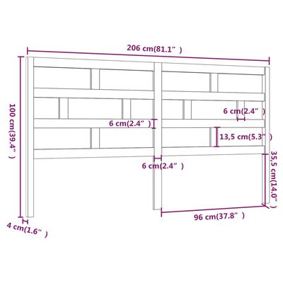 vidaXL Tête de lit Blanc 206x4x100 cm Bois massif de pin