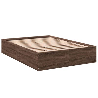 vidaXL Cadre de lit chêne marron 135x190 cm bois d'ingénierie