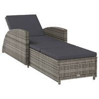 vidaXL Chaise longue avec coussin gris foncé Résine tressée Gris