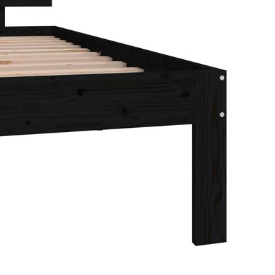 vidaXL Cadre de lit Noir Bois massif 75x190 cm Petit simple