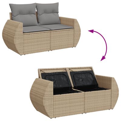 vidaXL Salon de jardin avec coussins 8 pcs beige résine tressée