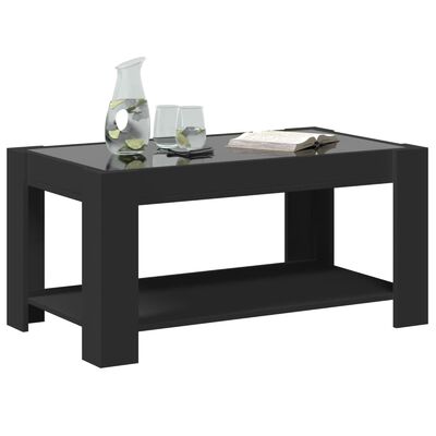 vidaXL Table basse avec LED noir 93x53x45 cm bois d'ingénierie