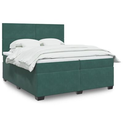 vidaXL Sommier à lattes de lit et matelas Vert foncé 200x200cm Velours