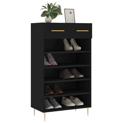 vidaXL Armoire à chaussures noir 60x35x105 cm bois d'ingénierie