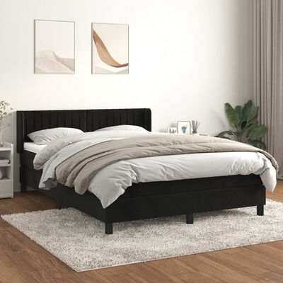 vidaXL Sommier à lattes de lit avec matelas Noir 140x190 cm Velours