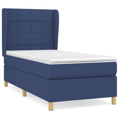 vidaXL Sommier à lattes de lit avec matelas Bleu 100x200 cm Tissu