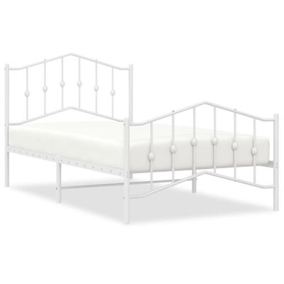 vidaXL Cadre de lit métal sans matelas et pied de lit blanc 100x190 cm