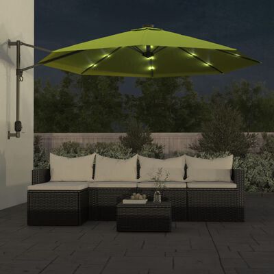 vidaXL Parasol mural avec LES pomme verte 290 cm