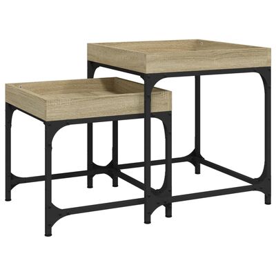 vidaXL Tables d'appoint 2 pcs Chêne sonoma Bois d'ingénierie