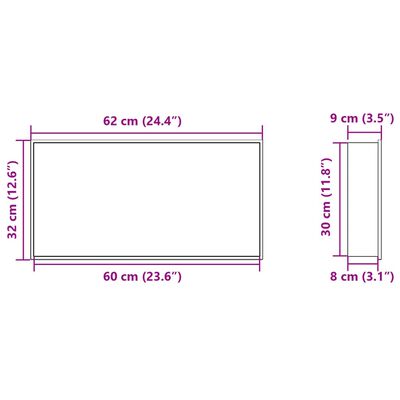 vidaXL Niche de douche blanc mat 62x32x9 cm acier inoxydable