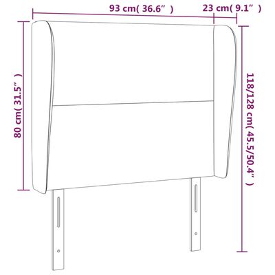 vidaXL Tête de lit avec oreilles Noir 93x23x118/128 cm Similicuir