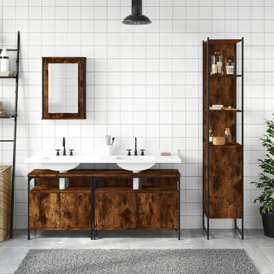 vidaXL Ensemble de meubles de salle de bain 4 pcs Chêne fumé Bois