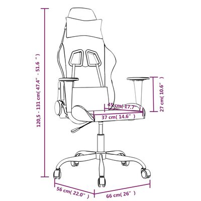 vidaXL Chaise de jeu Blanc et rose Similicuir