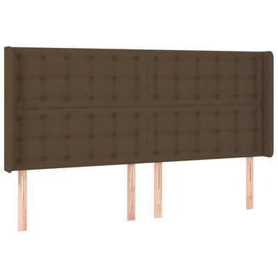 vidaXL Tête de lit à LED Marron foncé 163x16x118/128 cm Tissu