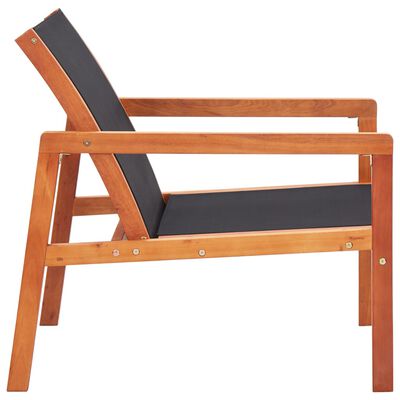 vidaXL Chaise de jardin Noir Bois d'eucalyptus solide et textilène