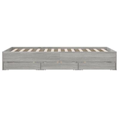 vidaXL Cadre de lit et tiroirs sonoma gris 120x190 cm bois ingénierie