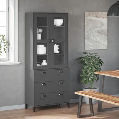 vidaXL Buffet VIKEN gris anthracite 80x40x190 cm bois massif de pin