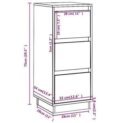 vidaXL Buffets 2 pcs Marron miel 32x34x75 cm Bois massif de pin