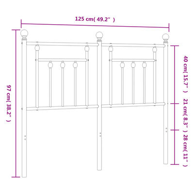 vidaXL Tête de lit métal noir 120 cm