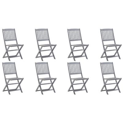 vidaXL Chaises pliables d'extérieur lot de 8 et coussins Bois d'acacia