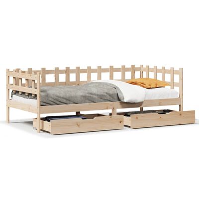 vidaXL Lit de jour avec tiroirs sans matelas 90x200 cm bois massif