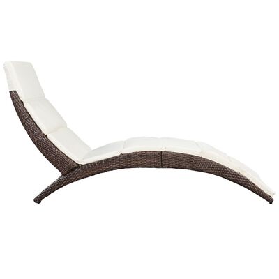 vidaXL Chaise longue pliable avec coussin Résine tressée Marron