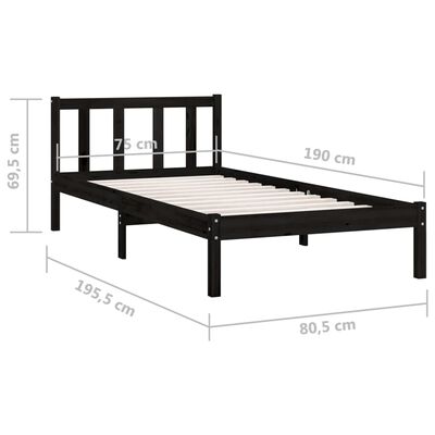 vidaXL Cadre de lit sans matelas noir bois massif