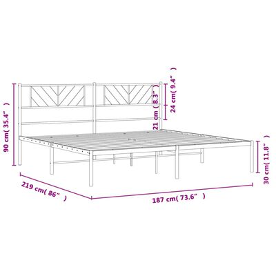 vidaXL Cadre de lit métal avec tête de lit blanc 183x213 cm