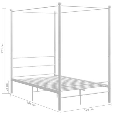 vidaXL Cadre de lit à baldaquin sans matelas blanc métal 120x200 cm