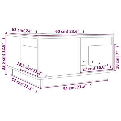 vidaXL Table basse Marron miel 60x61x32,5 cm Bois massif de pin