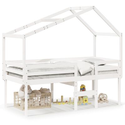 vidaXL Lit haut avec toit blanc 75x190 cm bois de pin massif