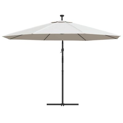 vidaXL Parasol de jardin en porte-à-feux et lumières LED mât en métal