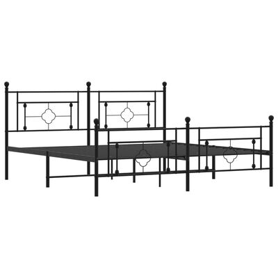 vidaXL Cadre de lit métal sans matelas avec pied de lit noir 180x200cm