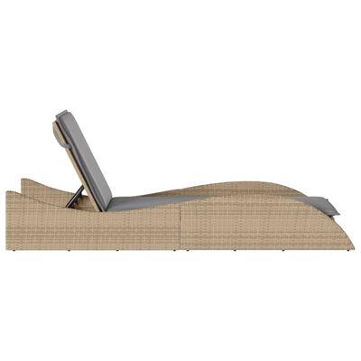 vidaXL Chaise longue avec coussin beige 60x205x73 cm résine tressée