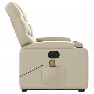 vidaXL Fauteuil inclinable de massage électrique crème similicuir