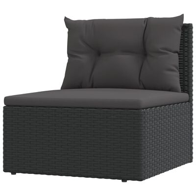 vidaXL Salon de jardin 4 pcs avec coussins Noir Résine tressée